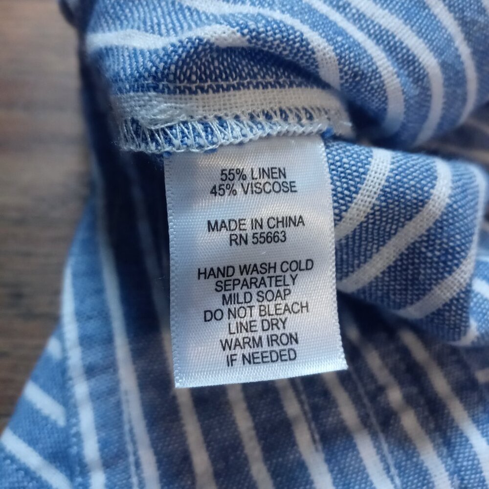FOR CYNTHIA linen blend sleeveless shift dress in stripe (L) - Picture 9 of 15